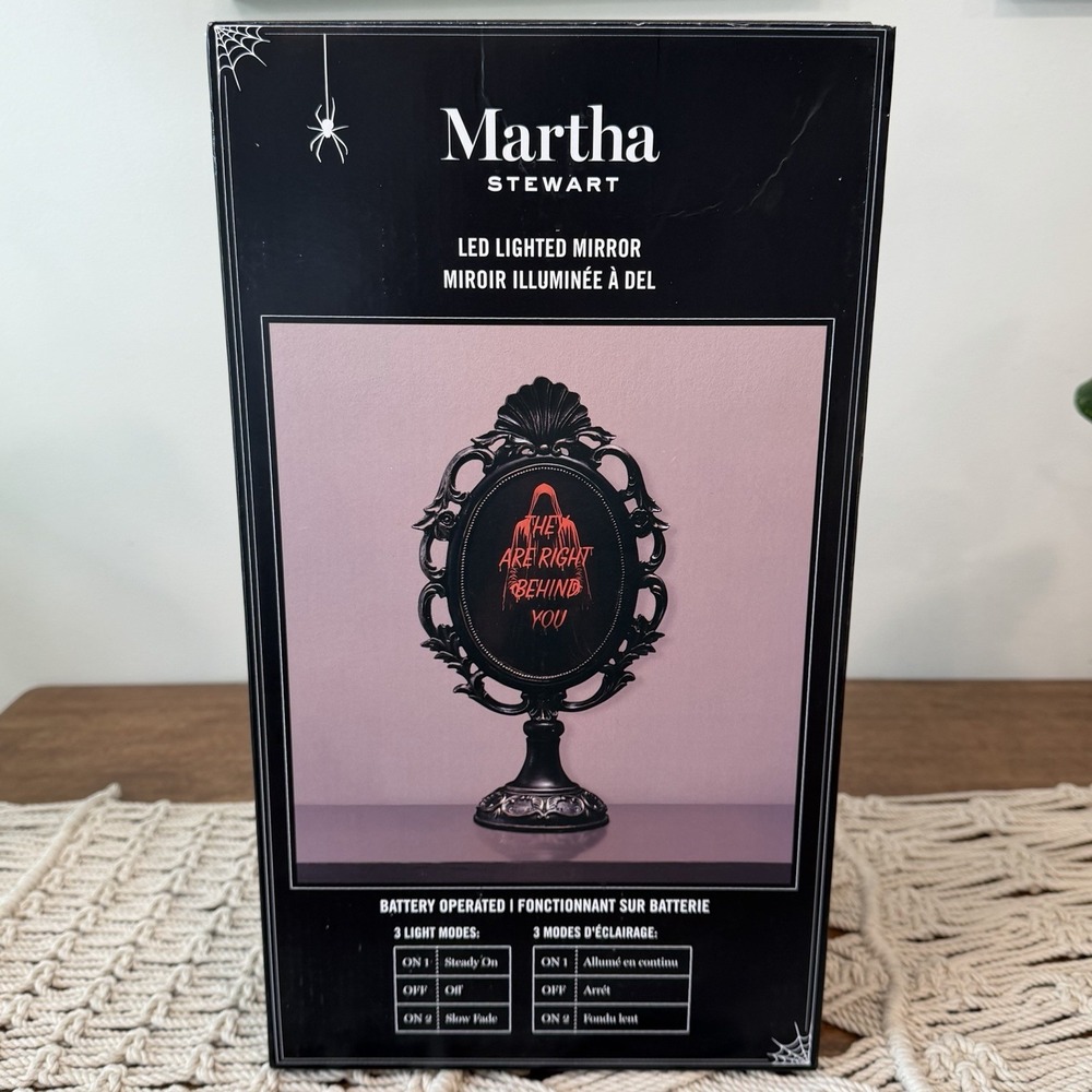 Martha Stewart Halloween LED Lighted Mirror They Are Right Behind You Creepy NEW